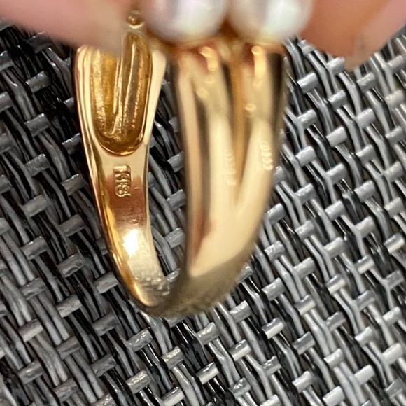 ✨18K Gold Diamond AKOYA Pearls Ring 7.5 - Picture 5 of 11